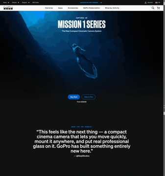 Gopro landing page desktop screenshot