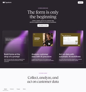 Typeform landing page desktop screenshot