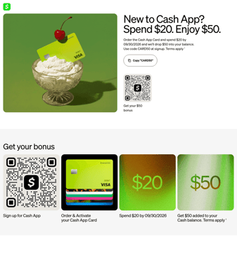 Cash app landing page desktop screenshot