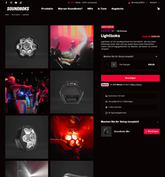 Soundboks landing page desktop screenshot