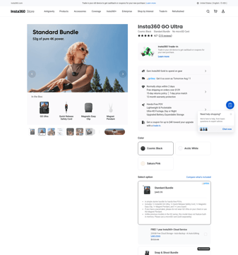 Insta 360 landing page desktop screenshot