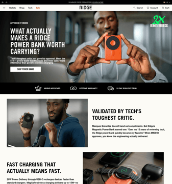 Ridge landing page desktop screenshot