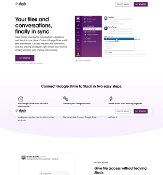 Slack landing page desktop screenshot
