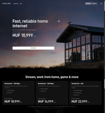 Starlink landing page desktop screenshot