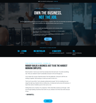 Dan martell landing page desktop screenshot