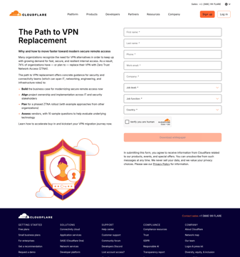 Cloudflare landing page desktop screenshot