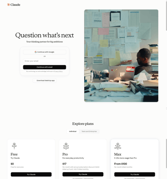 Claude landing page desktop screenshot