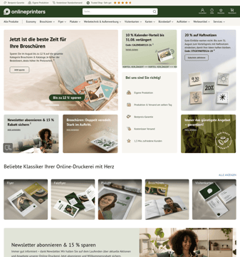 Onlineprinters landing page desktop screenshot