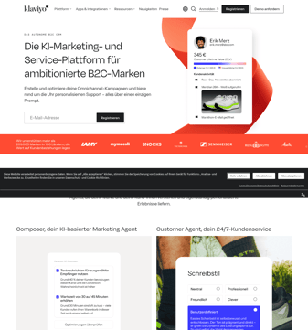 Klaviyo landing page desktop screenshot