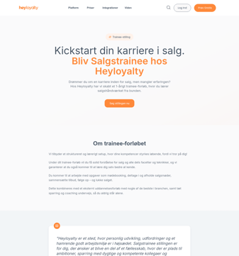 Heyloyalty landing page desktop screenshot