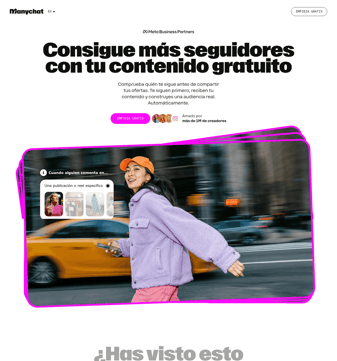 Manychat landing page desktop screenshot