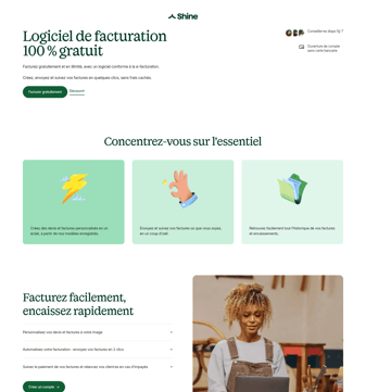 Shine landing page desktop screenshot
