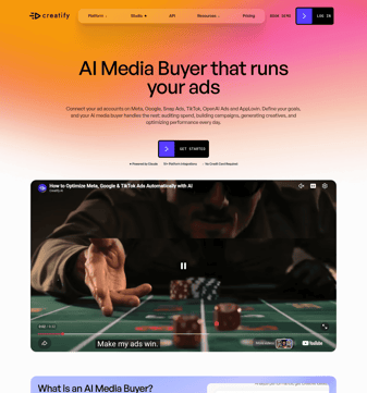 Creatify landing page desktop screenshot