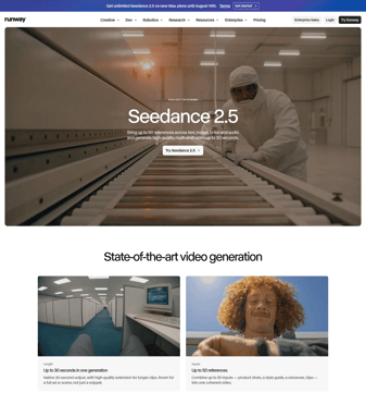 Runwayapp landing page desktop screenshot