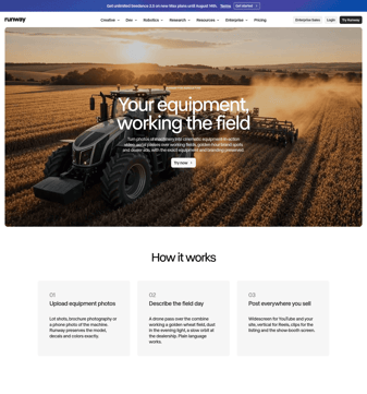 Runwayapp landing page desktop screenshot