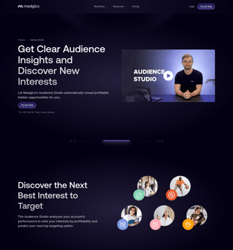 Madgicx landing page desktop screenshot