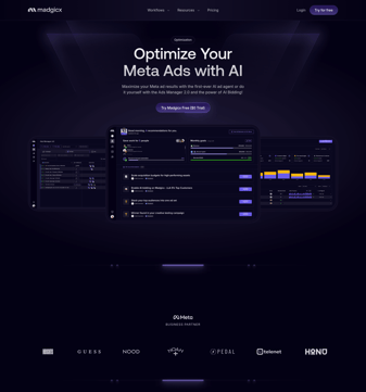 Madgicx landing page desktop screenshot