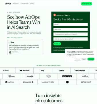 Airops landing page desktop screenshot