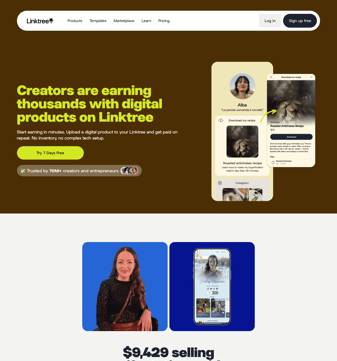 Linktree landing page desktop screenshot