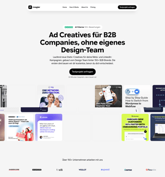 Magier landing page desktop screenshot
