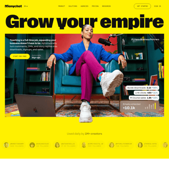 Manychat landing page desktop screenshot