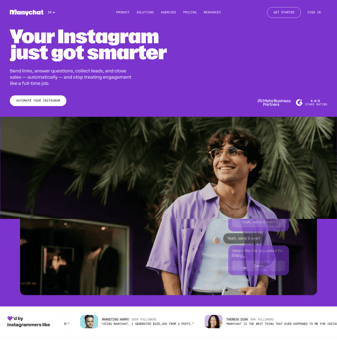 Manychat landing page desktop screenshot