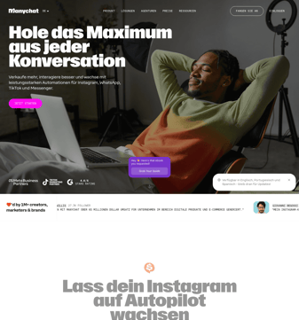 Manychat landing page desktop screenshot