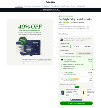 Petlab Co landing page desktop screenshot