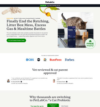 Petlab Co landing page desktop screenshot