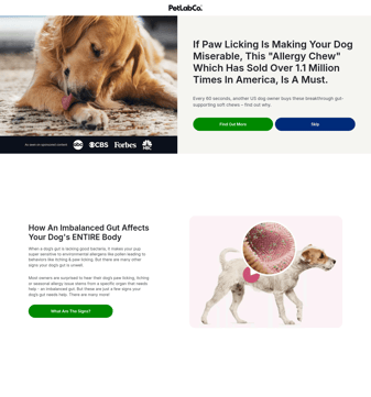 Petlab Co landing page desktop screenshot