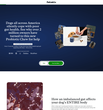 Petlab Co landing page desktop screenshot