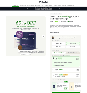 Petlab Co landing page desktop screenshot