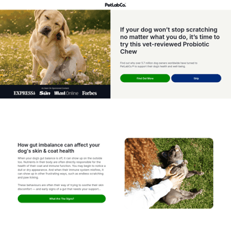 Petlab Co landing page desktop screenshot
