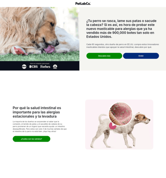 Petlab Co landing page desktop screenshot