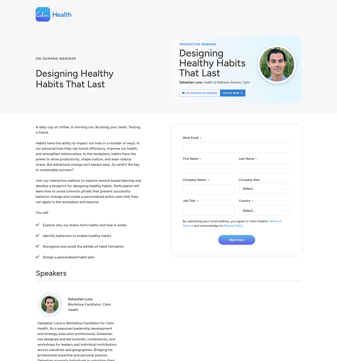 Calm landing page desktop screenshot