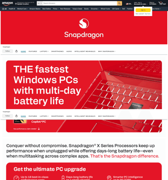 Snapdragon landing page desktop screenshot