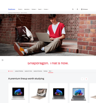 Snapdragon landing page desktop screenshot
