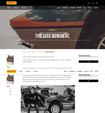 Pirelli landing page desktop screenshot