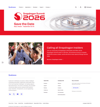 Snapdragon landing page desktop screenshot