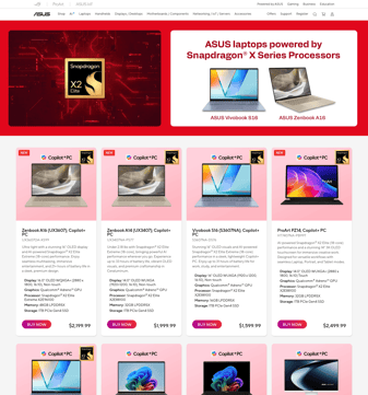 Snapdragon landing page desktop screenshot