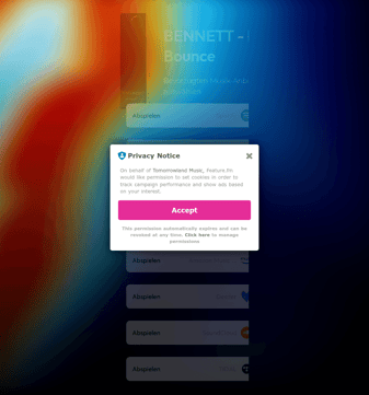 Tomorrowland landing page desktop screenshot