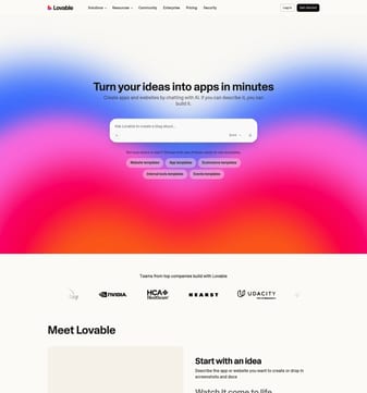 Lovable landing page desktop screenshot