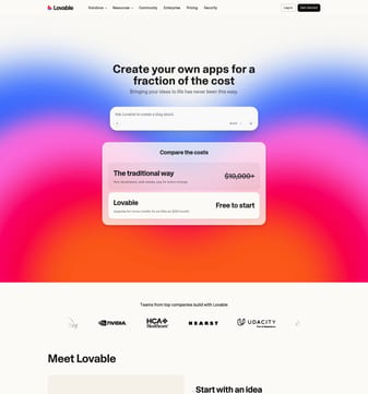 Lovable landing page desktop screenshot