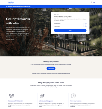 Vrbo landing page desktop screenshot