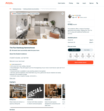Housinganywhere landing page desktop screenshot