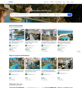 Vrbo landing page desktop screenshot