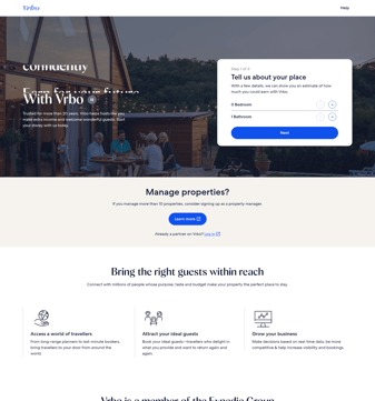 Vrbo landing page desktop screenshot