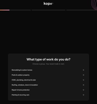 Kopa landing page desktop screenshot