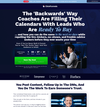 ClickFunnels landing page desktop screenshot
