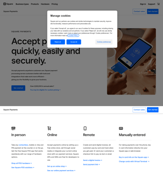 Square landing page desktop screenshot